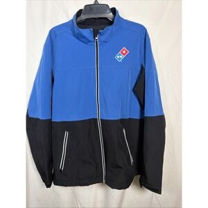 Domino's Pizza Jacket Men's Large Blue Black Zip Up Employee Uniform